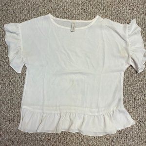 Small white flutter sleeve blouse